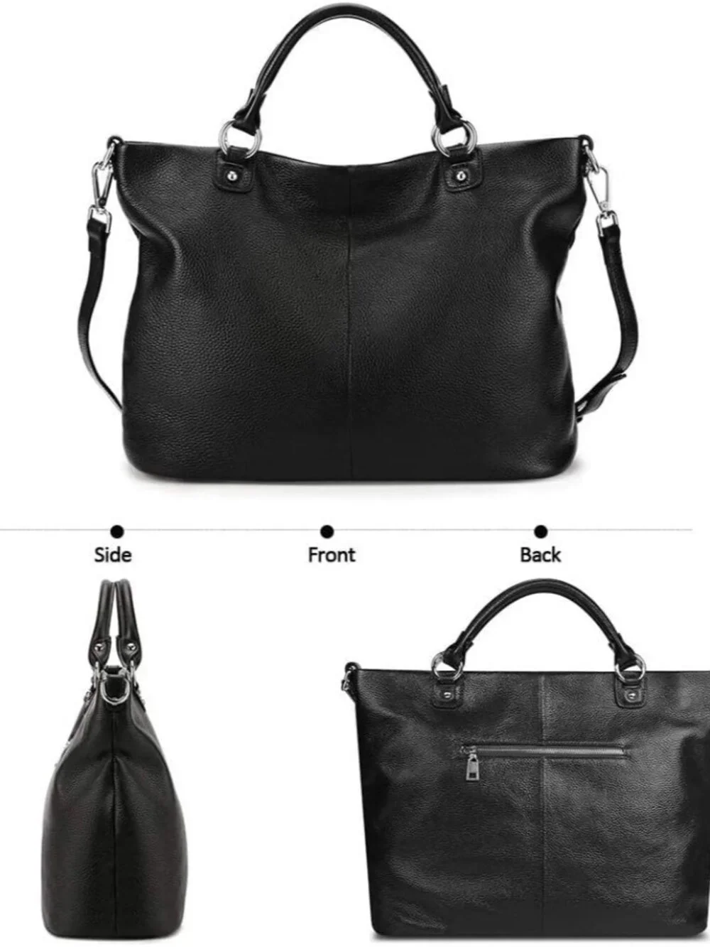 Genuine Leather Tote Purse for Women, Top Handle Satchel | Soft genuine leather - Picture 7 of 7